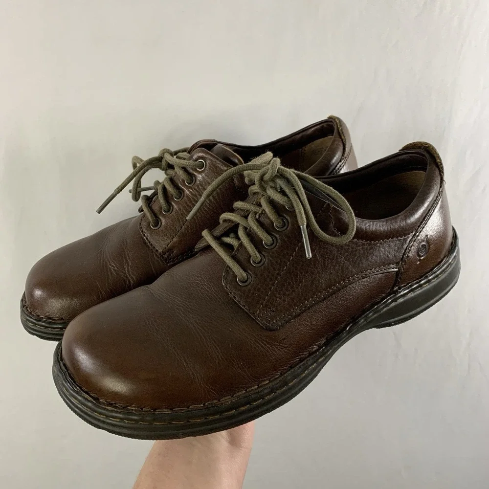 Born Mens Leather Derby Oxford Comfort Shoes US 10 EU 44 Brown Heritage Normcore
